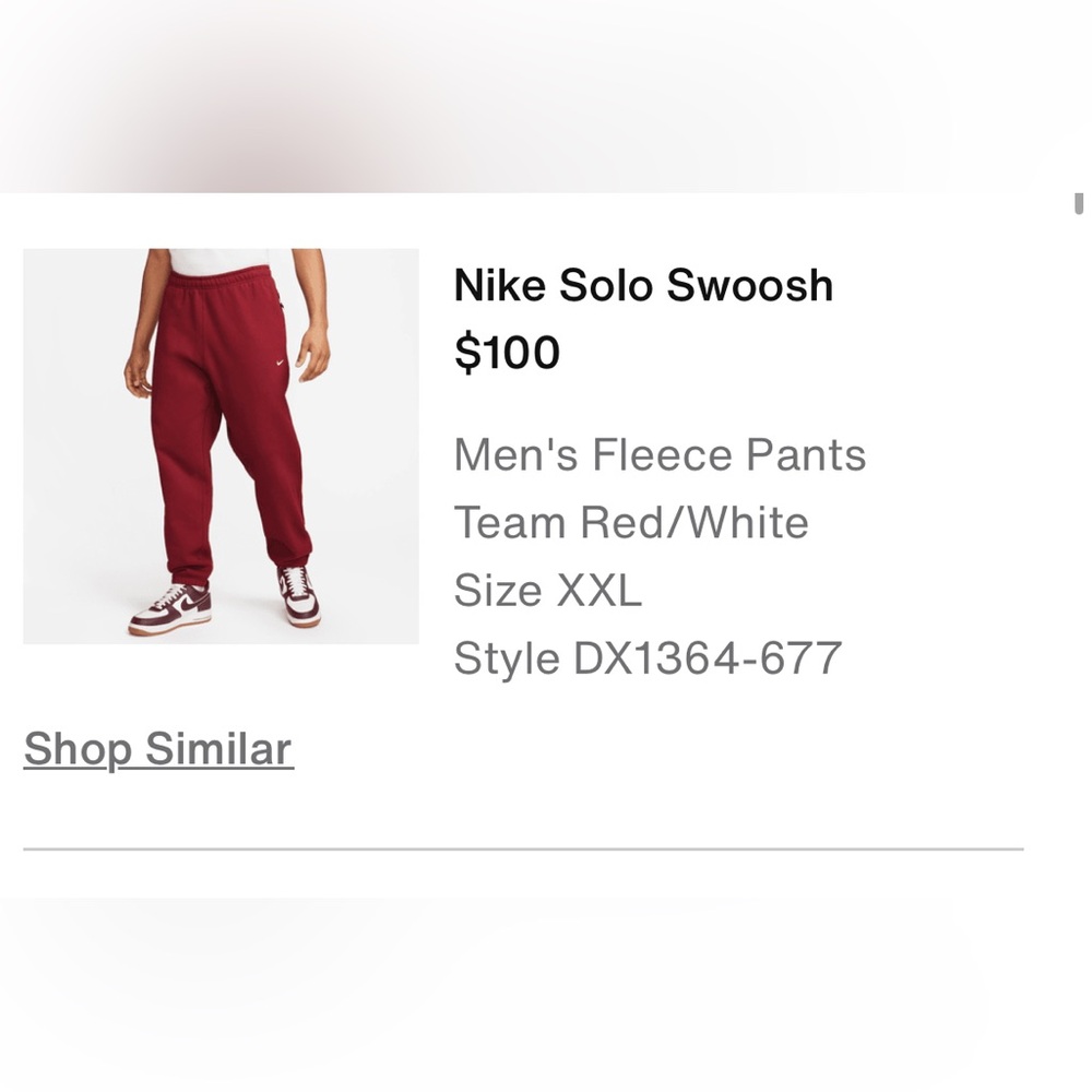 Nike Team Red Fleece Pants solo swoosh XXL